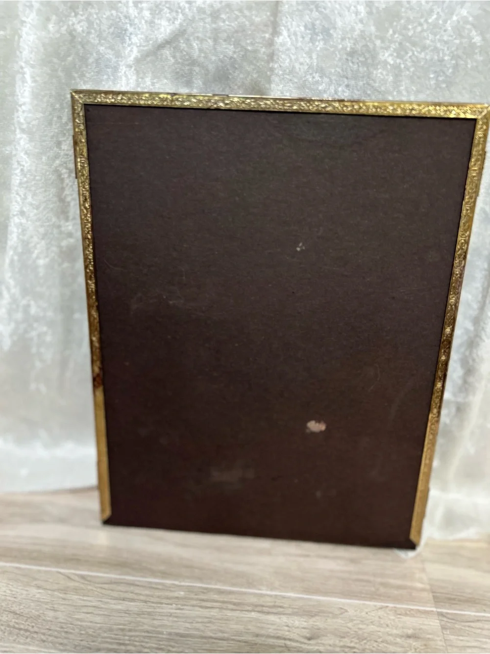 Vintage Ornate Trifold 5 Photo Picture Frame Folding Brown Gold Tone 16”
